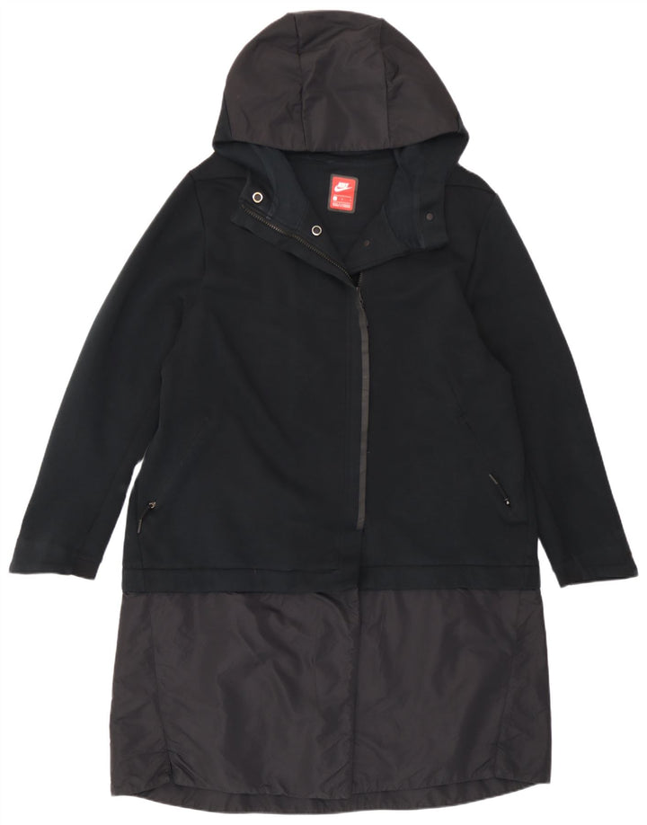 Nike Womens Hooded Raincoat UK 14 Large Black Cotton