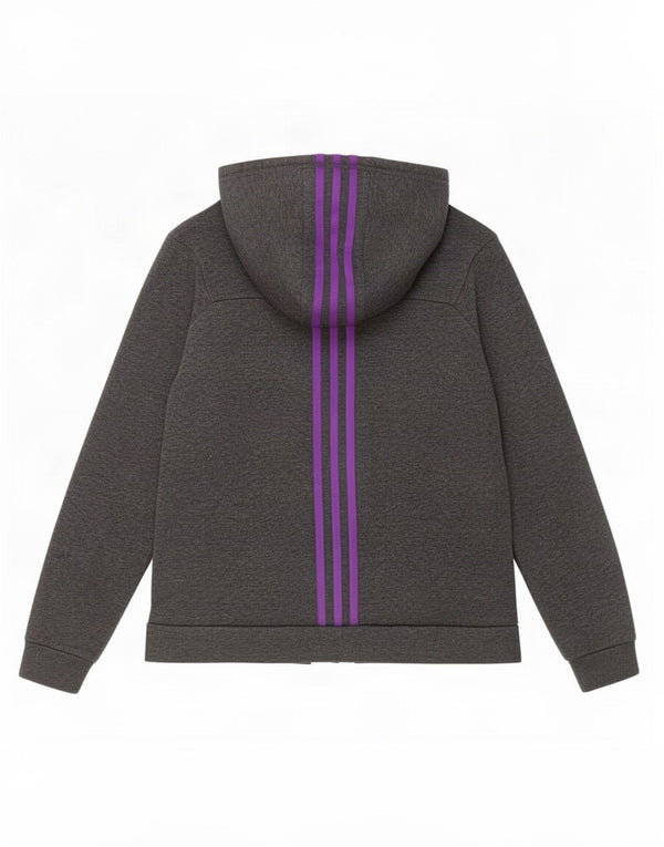 Adidas Womens Zip Hoodie Sweater UK 8/10 Small Grey Flecked Cotton
