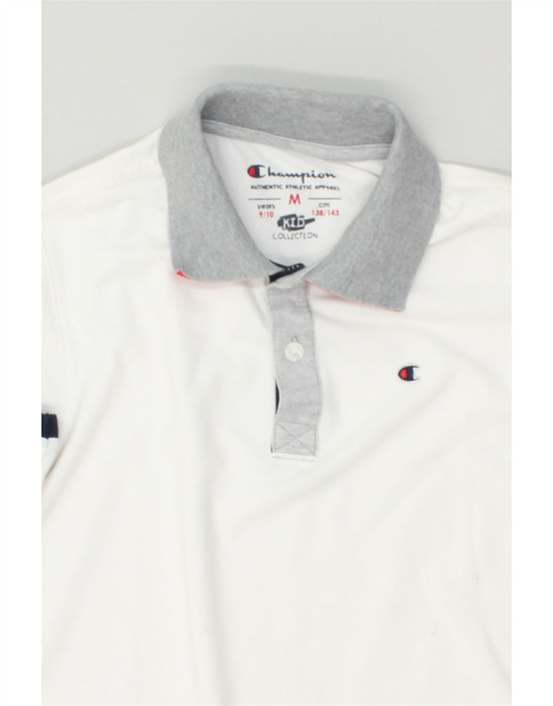 CHAMPION Boys Polo Shirt 9-10 Years Medium White | Vintage Champion | Thrift | Second-Hand Champion | Used Clothing | Messina Hembry 