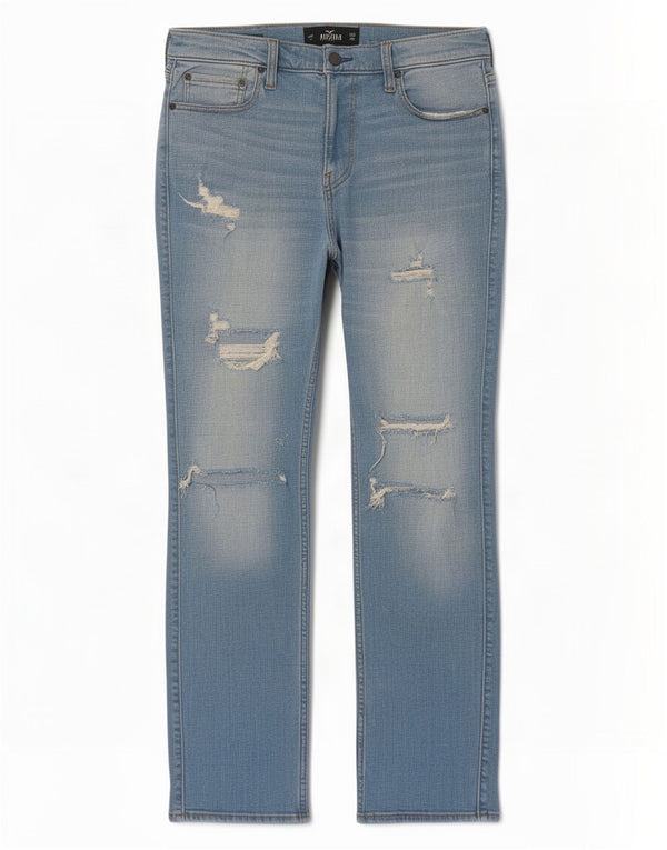 Hollister Mens Distressed Slim Jeans W33 L32 Blue Cotton