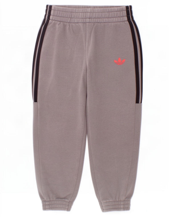 Adidas Boys Graphic Tracksuit Trousers Joggers 3-4 Years Grey Cotton