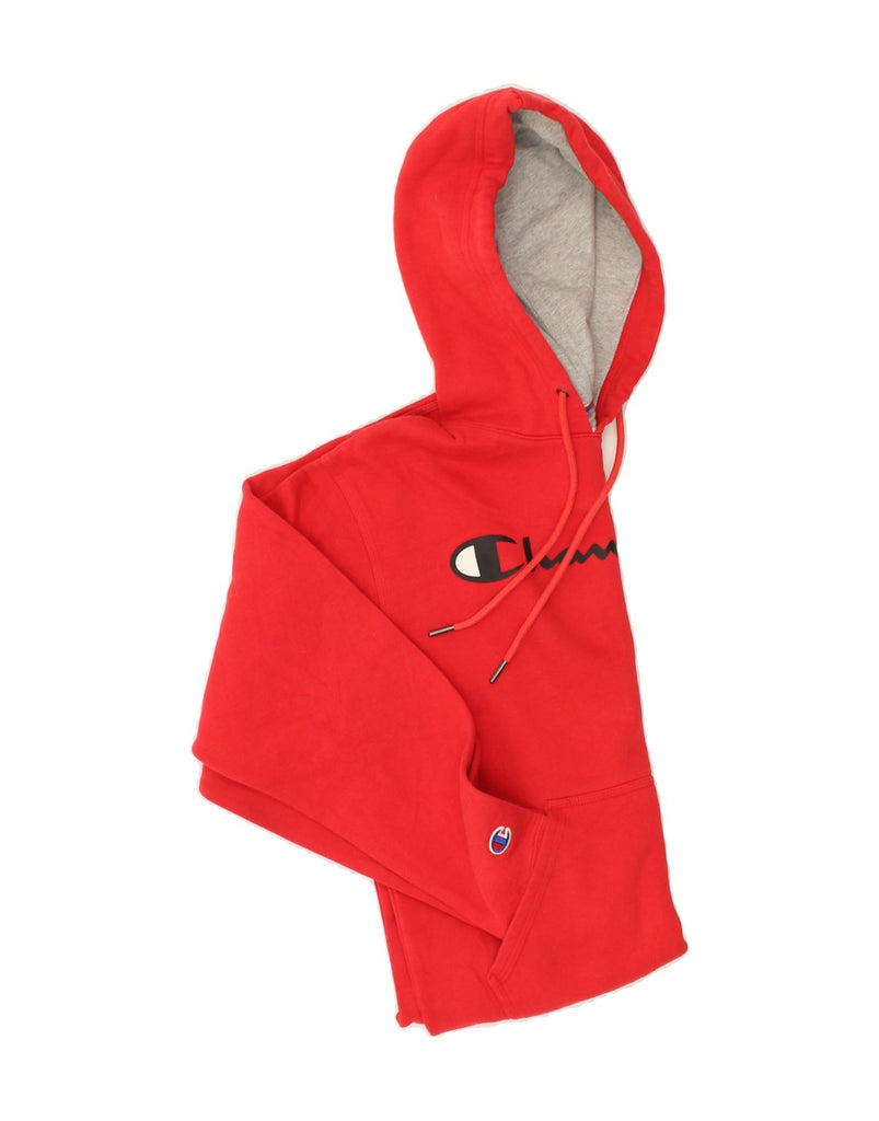 CHAMPION Mens Graphic Hoodie Jumper Small Red Cotton | Vintage Champion | Thrift | Second-Hand Champion | Used Clothing | Messina Hembry 