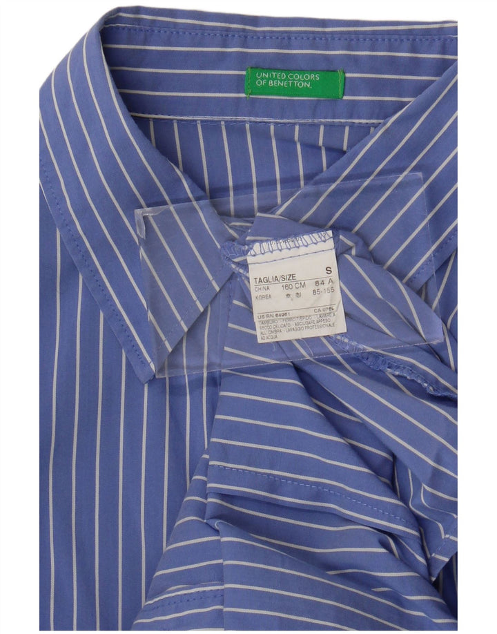 Benetton Womens Short Sleeve Shirt UK 10 Small Blue Striped