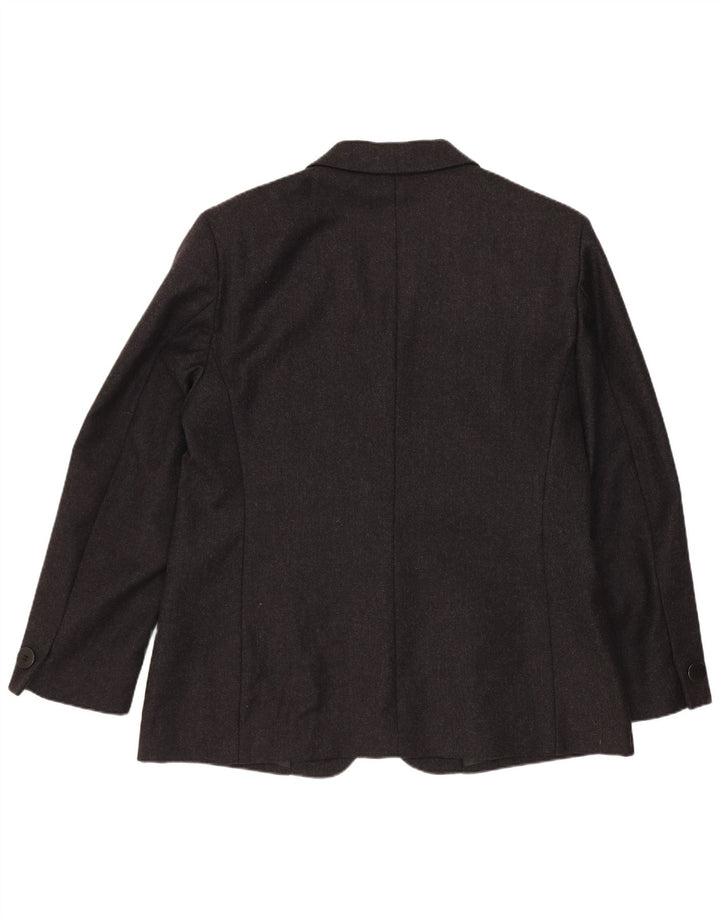 Delia Ferrari Womens 3 Button Blazer Jacket IT 45 Medium Black Virgin Wool