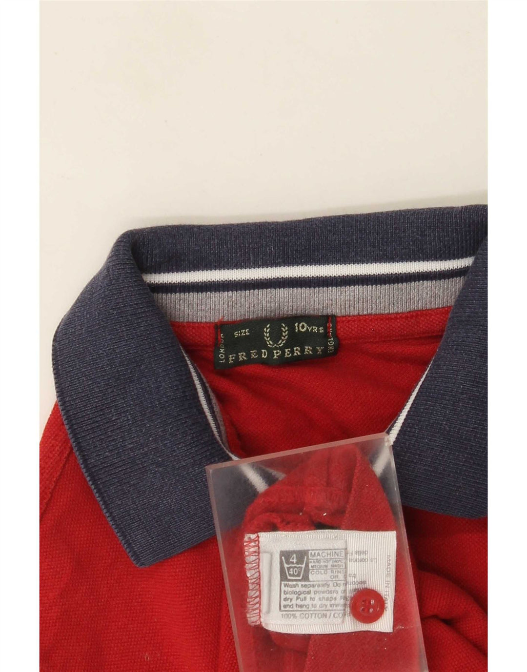 Fred Perry Boys Polo Shirt 9-10 Years Red Colourblock Cotton