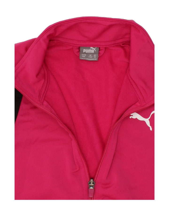 PUMA Girls Tracksuit Top Jacket 11-12 Years Pink Polyester Vintage Puma and Second-Hand Puma from Messina Hembry 