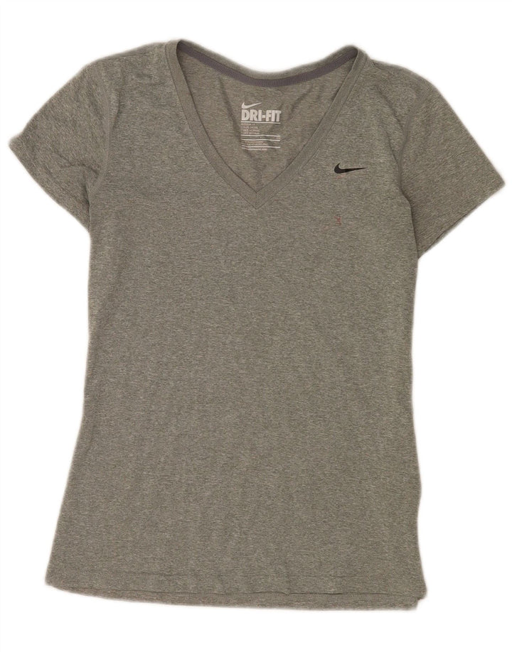 Nike Womens T-Shirt Top UK 10 Small Grey Flecked Polyester