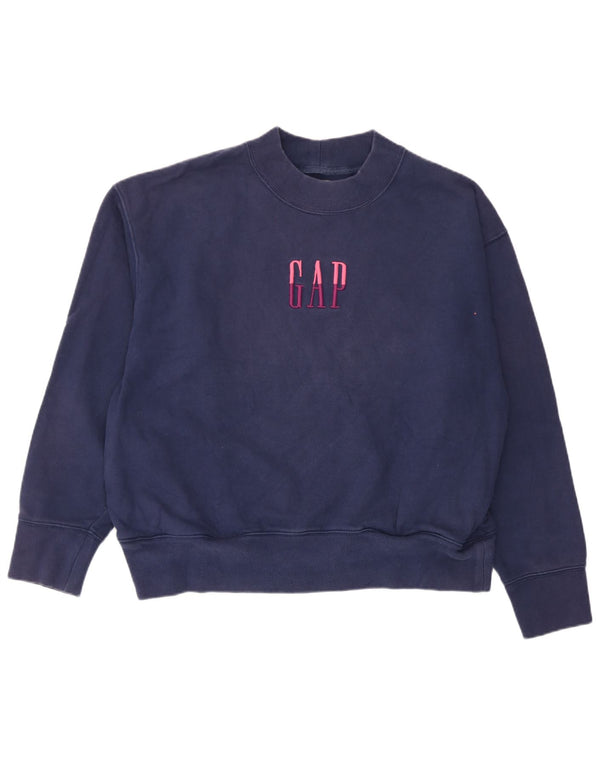 Gap Womens Graphic Sweatshirt Jumper UK 16 Large Navy Blue Cotton