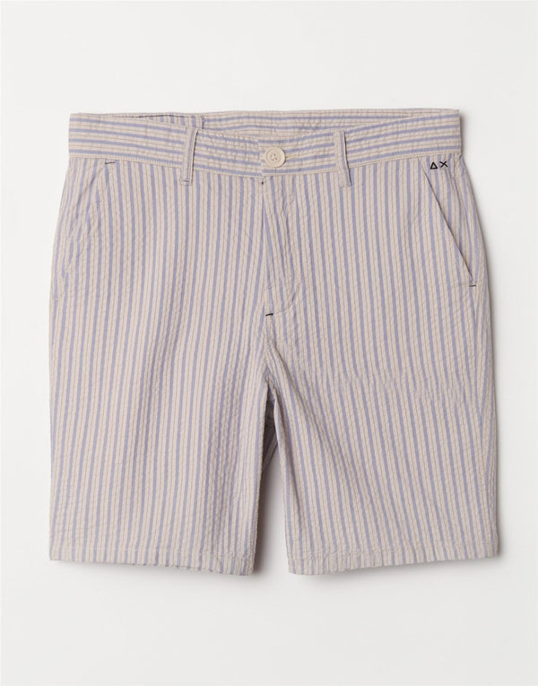 Sun68 Mens Chino Shorts W31 Medium Blue Striped Cotton