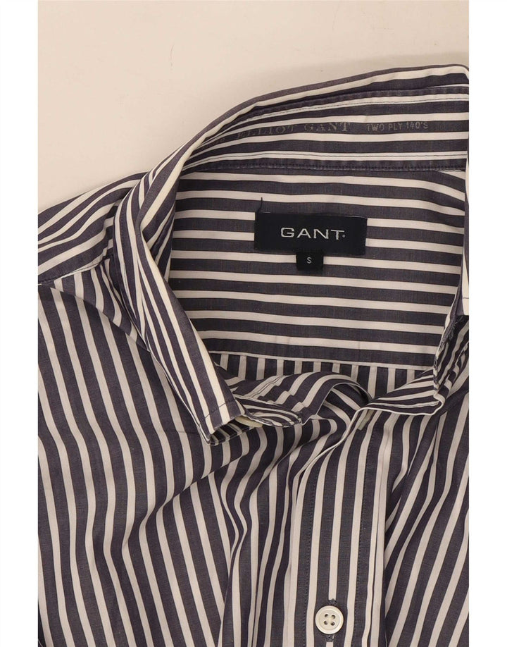 Gant Mens Shirt Small Navy Blue Striped Cotton
