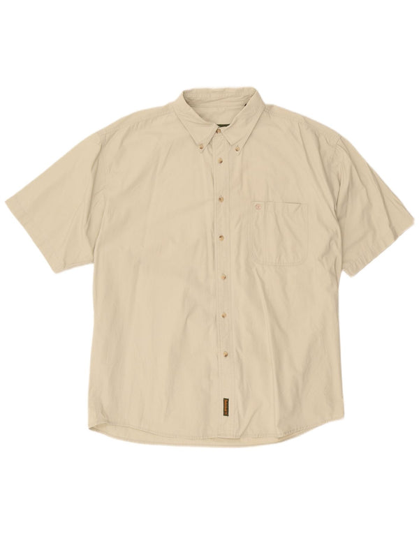 Timberland Mens Short Sleeve Shirt 2XL Beige Cotton