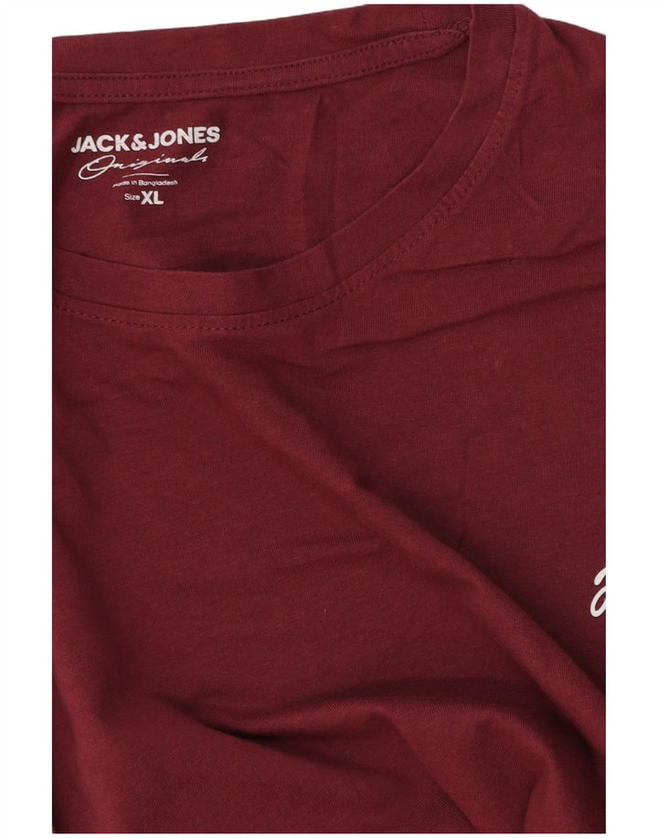 Jack & Jones Mens T-Shirt Top XL Burgundy