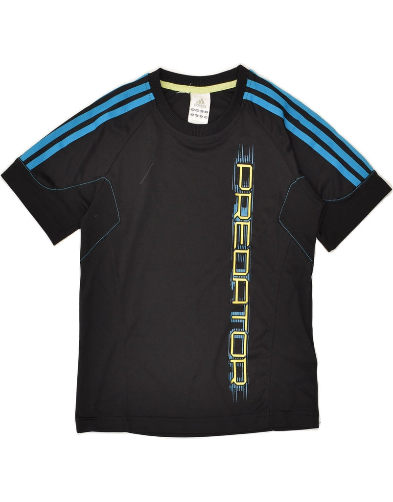 ADIDAS Boys Graphic T-Shirt Top 9-10 Years Black Polyester | Vintage Adidas | Thrift | Second-Hand Adidas | Used Clothing | Messina Hembry 