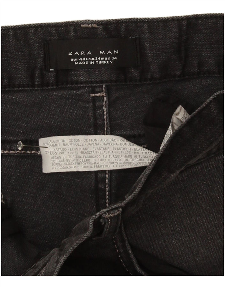 Zara Mens Straight Jeans EU 44 Large W34 L33 Grey Cotton