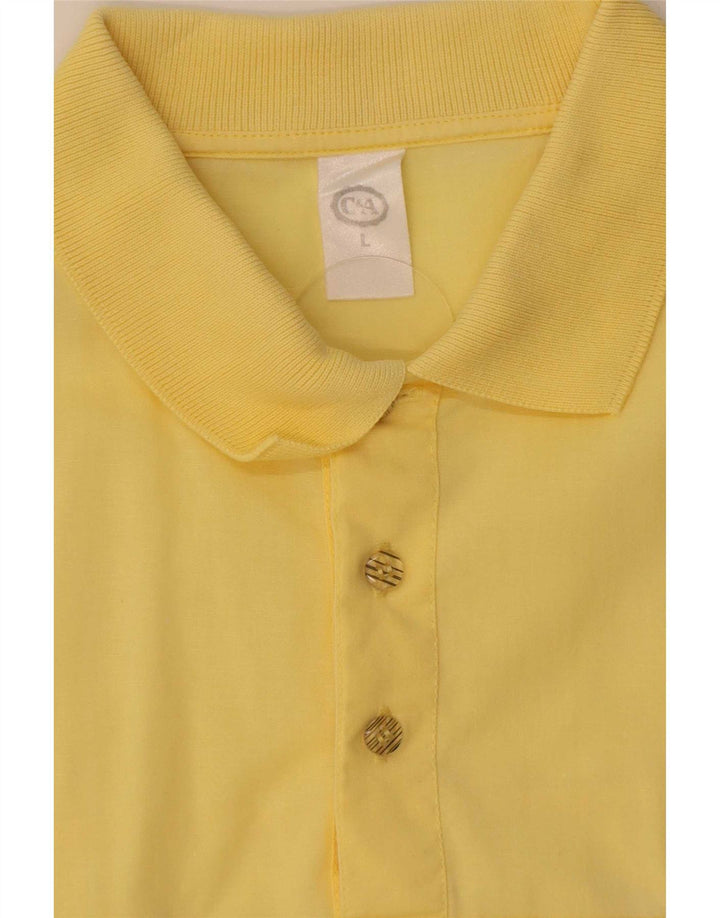 C&A Mens Graphic Short Sleeve Pullover Shirt Large Yellow Striped Cotton