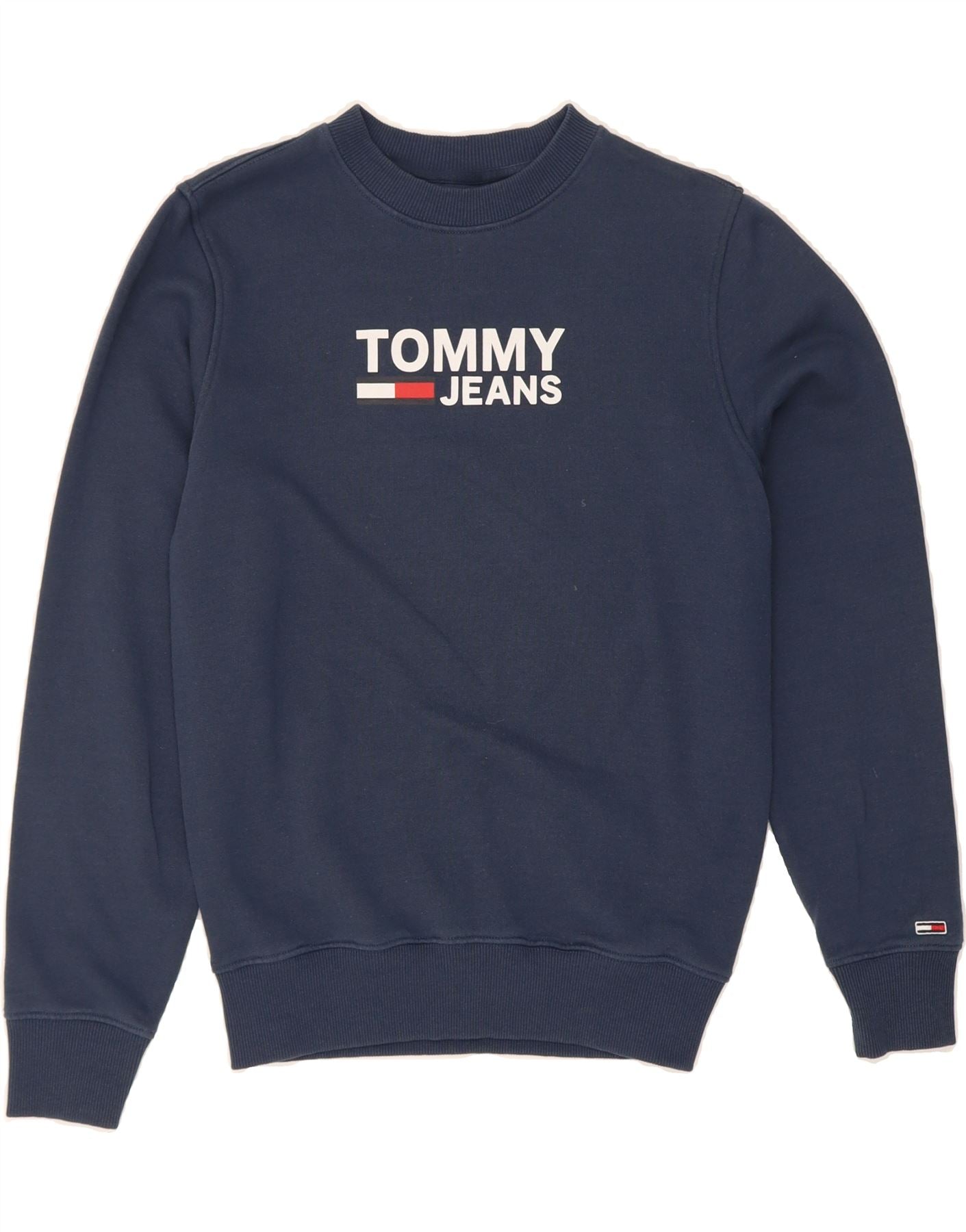 TOMMY HILFIGER Womens Graphic Sweatshirt Jumper UK XS Navy Blue