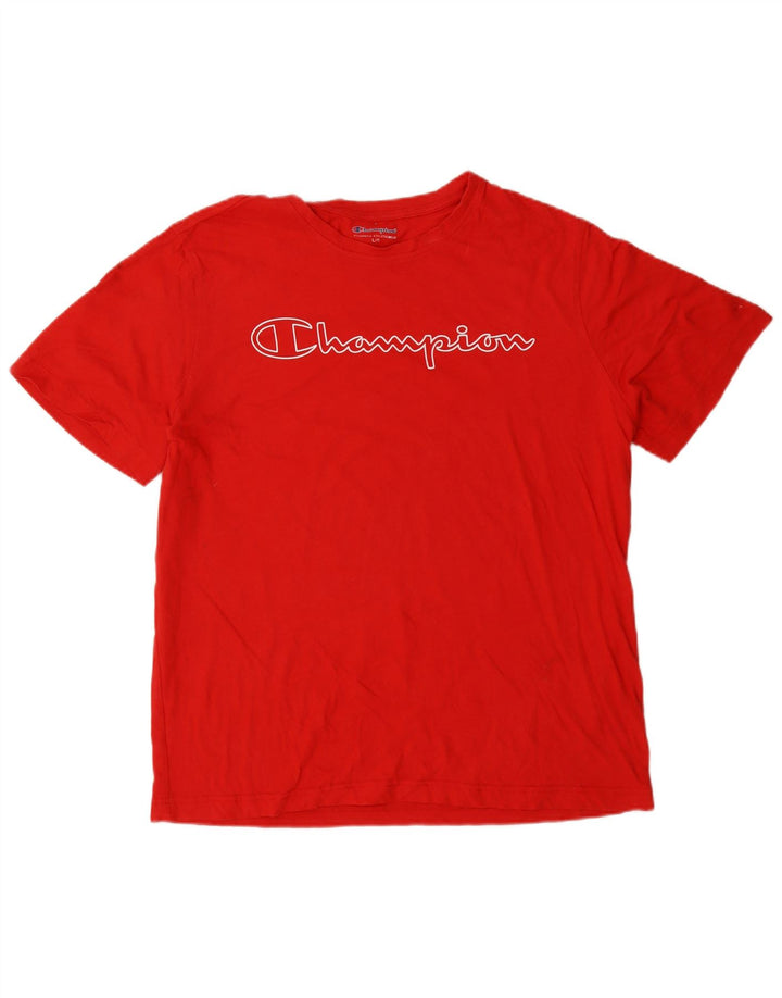 Champion Mens Graphic T-Shirt Top Large Red Cotton