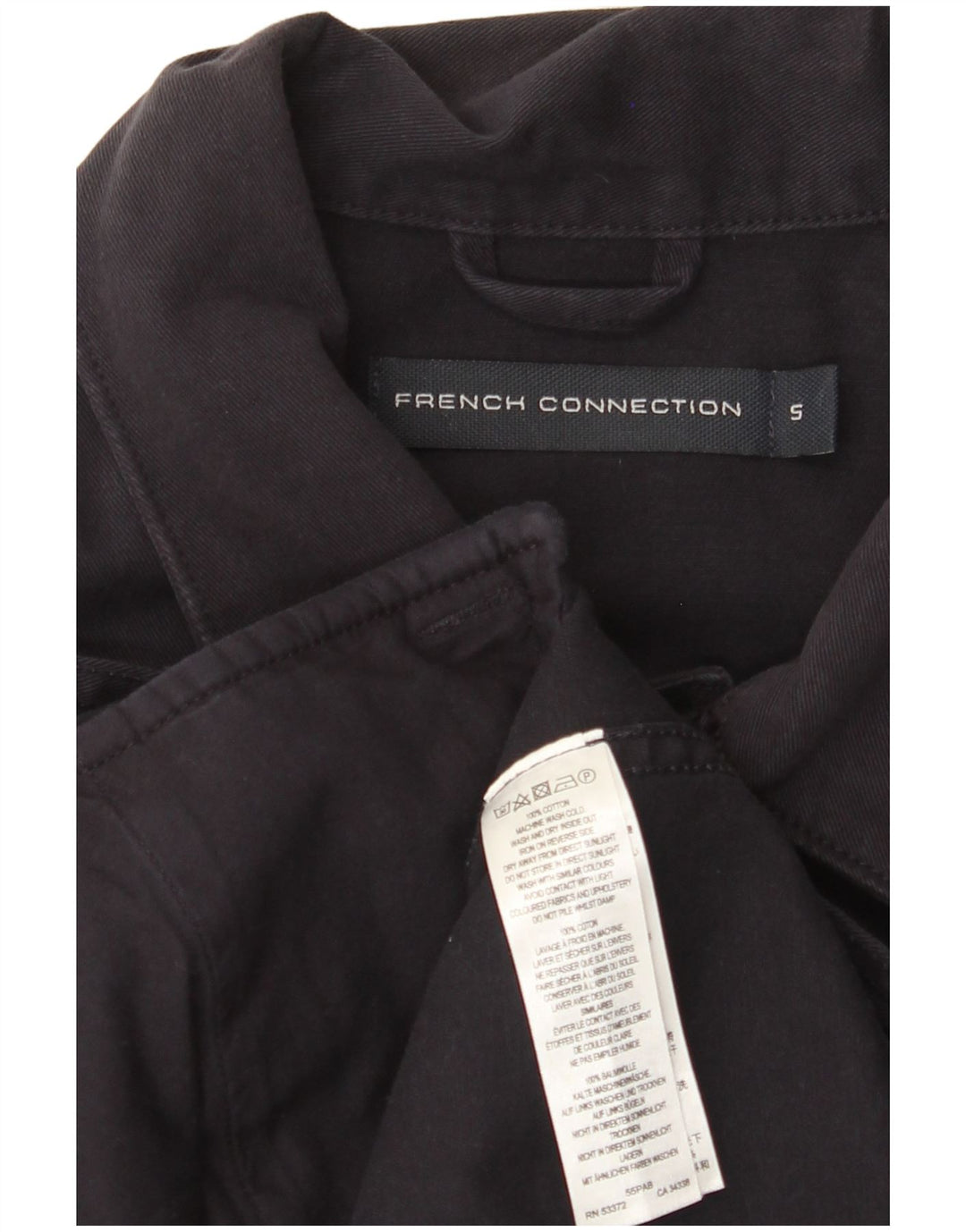 FRENCH CONNECTION Mens Denim Jacket UK 36 Small Navy Blue Cotton