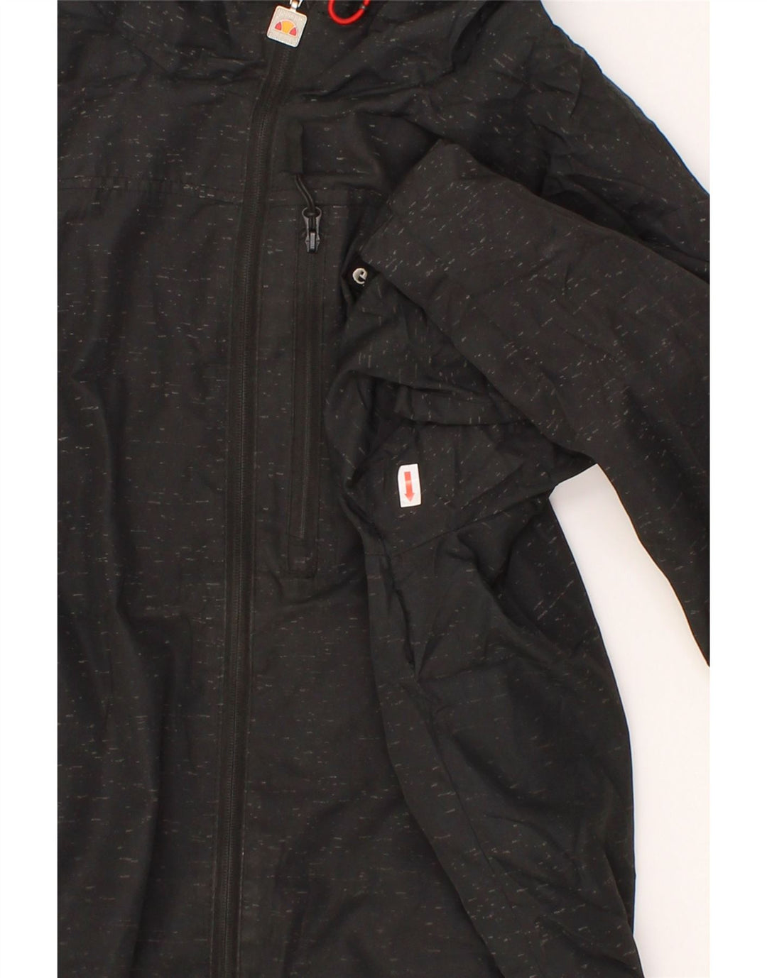 ELLESSE Mens Hooded Rain Jacket UK 34 XS Black Flecked Polyester Vintage Ellesse and Second-Hand Ellesse from Messina Hembry 