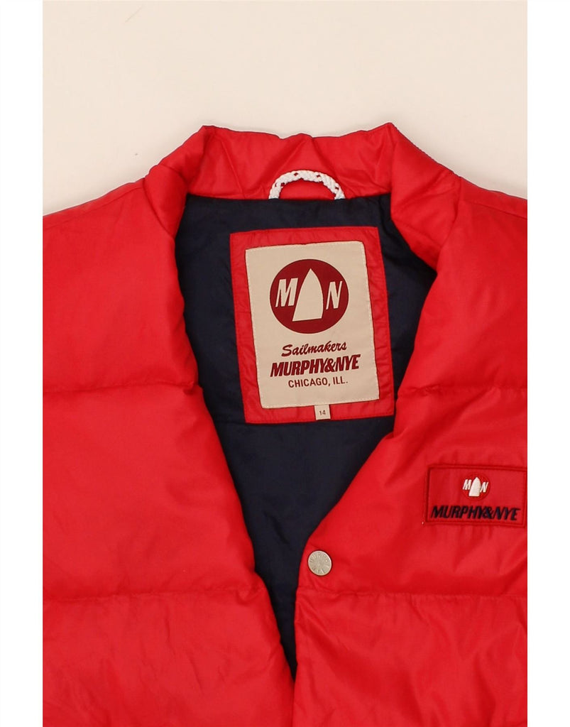 MURPHY & NYE Boys Padded Gilet 13-14 Years Red Polyester Vintage Murphy & Nye and Second-Hand Murphy & Nye from Messina Hembry 