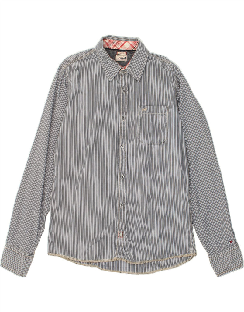 TOMMY HILFIGER Mens Shirt Medium Grey Pinstripe Cotton | Vintage Tommy Hilfiger | Thrift | Second-Hand Tommy Hilfiger | Used Clothing | Messina Hembry 