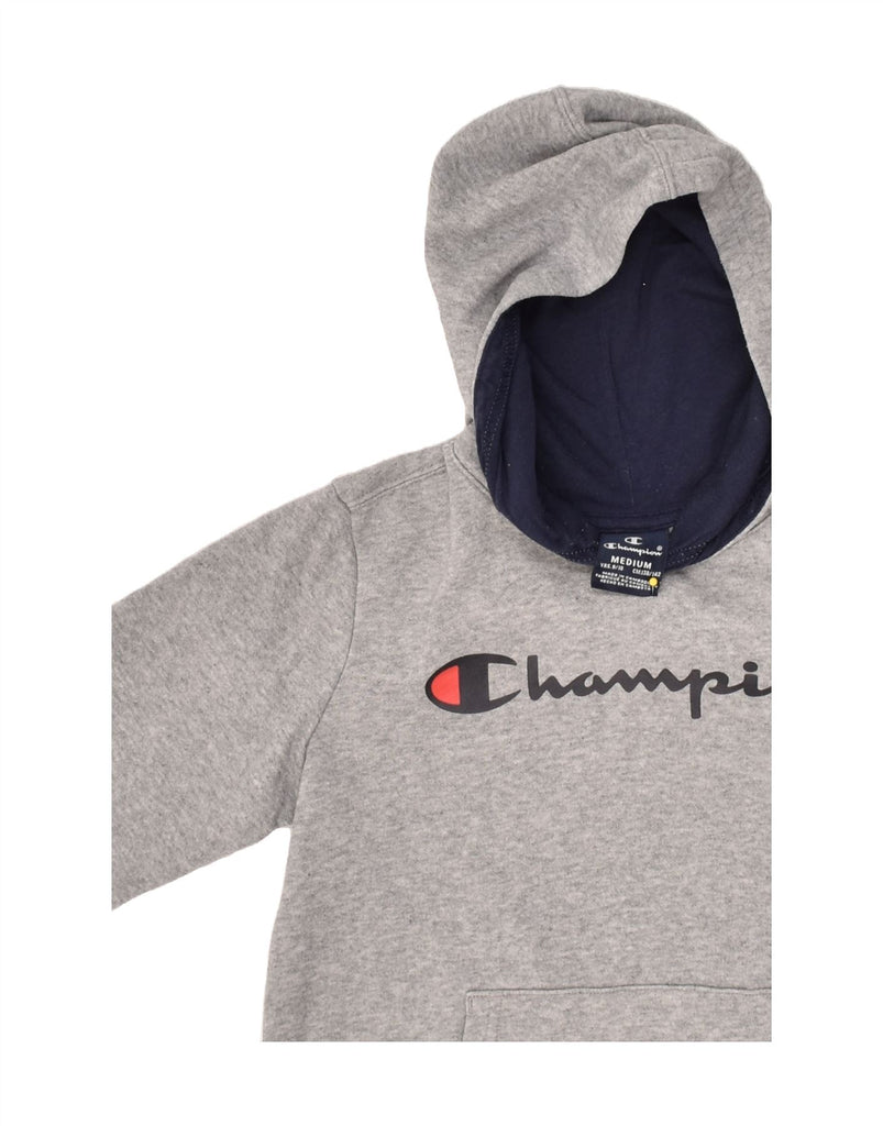 CHAMPION Boys Graphic Hoodie Jumper 9-10 Years Medium Grey Cotton | Vintage Champion | Thrift | Second-Hand Champion | Used Clothing | Messina Hembry 