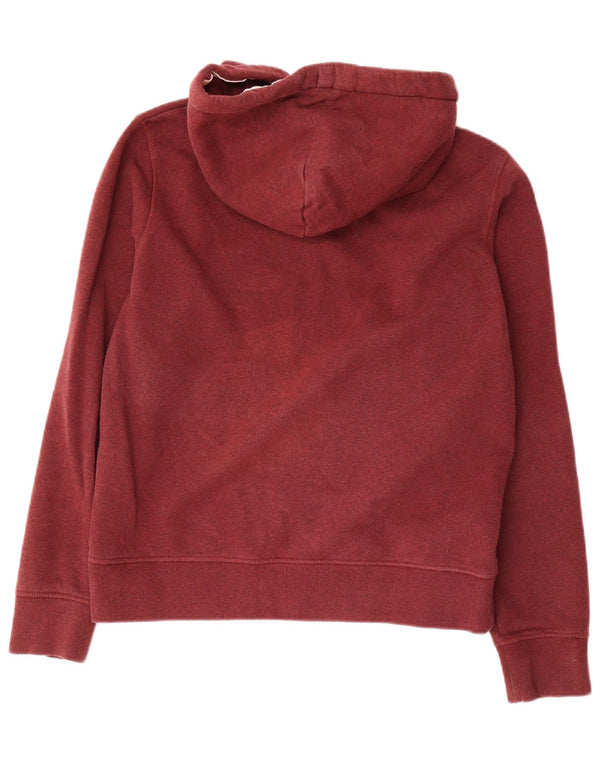 Jack Wills Womens Zip Hoodie Sweater UK 14 Large Burgundy Cotton