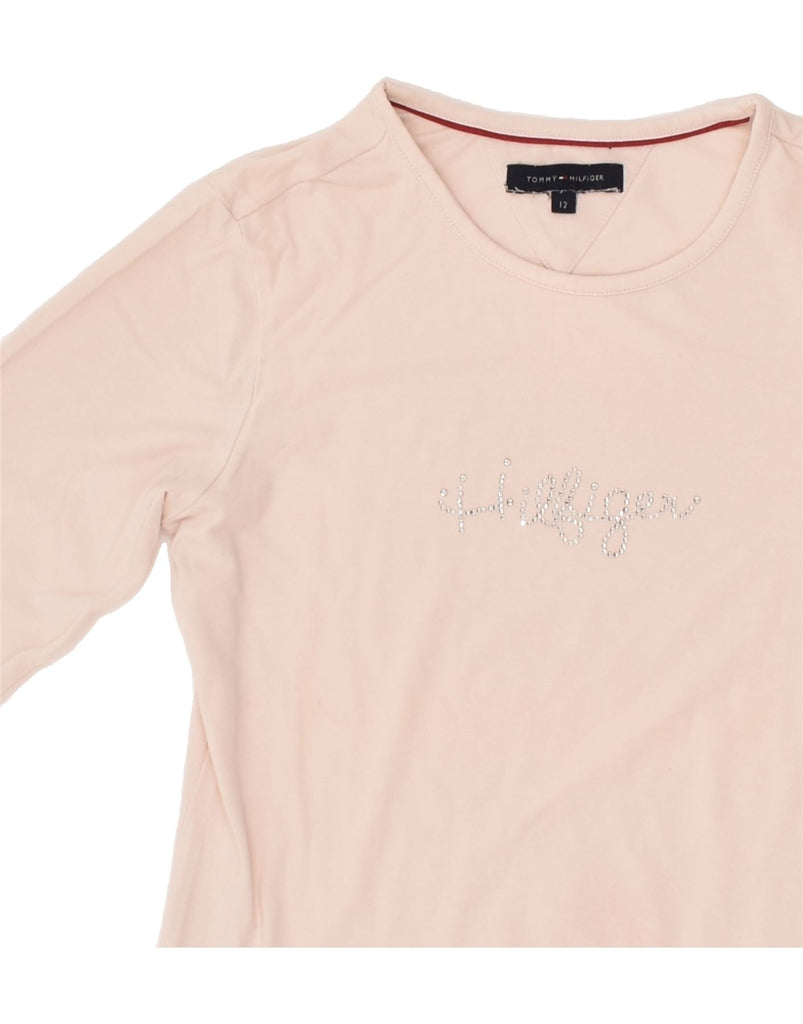 TOMMY HILFIGER Girls Graphic Top Long Sleeve 11-12 Years Pink Cotton | Vintage Tommy Hilfiger | Thrift | Second-Hand Tommy Hilfiger | Used Clothing | Messina Hembry 