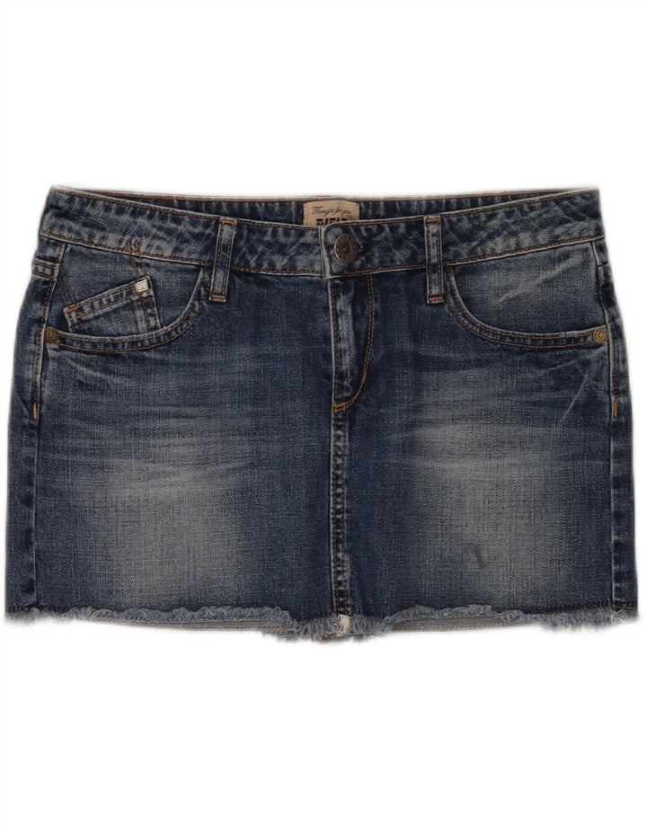 Rifle Womens Mini Denim Skirt W27 Small Blue Cotton