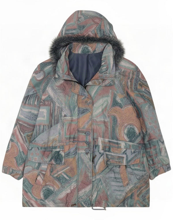Vintage Womens Abstract Pattern Windbreaker Jacket UK 16 Large Multicoloure