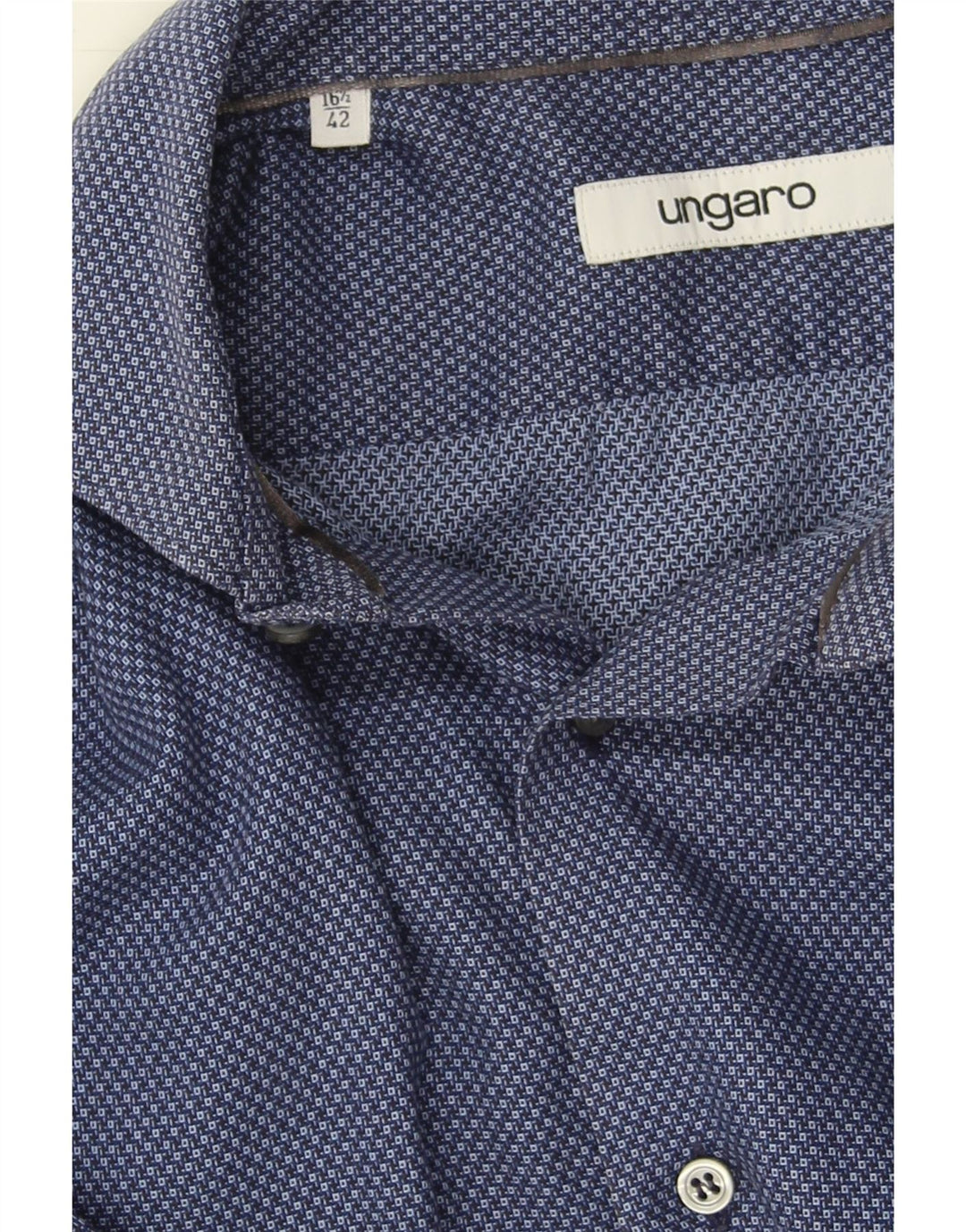 UNGARO Mens Shirt Size 16 1/2 42 Large Navy Blue Spotted Vintage Ungaro and Second-Hand Ungaro from Messina Hembry 