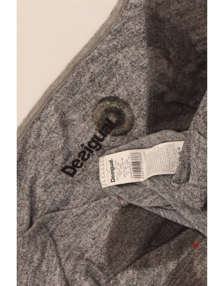 Desigual Womens Graphic Top 3/4 Sleeve UK 14 Medium Grey Geometric