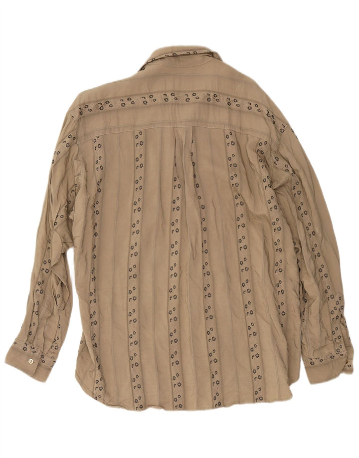 Sos Mens Shirt Medium Beige Floral Viscose