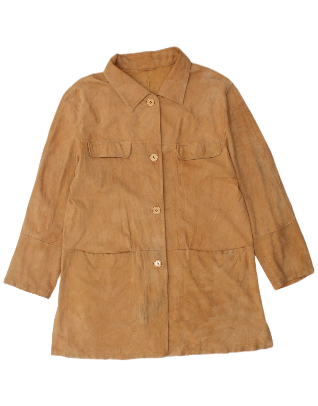 GIMO'S Womens Suede Jacket UK 12 Medium Beige