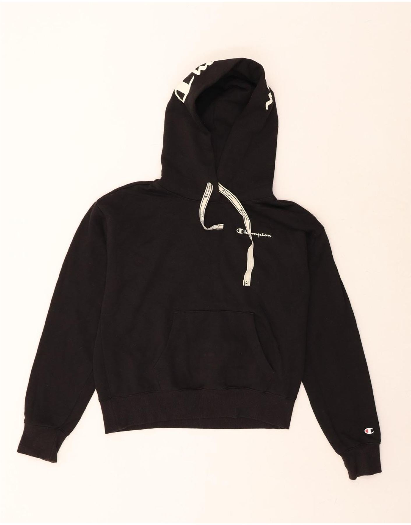 Women's Hoodies Black Crew Neck Sweatshirt Champion Clothing