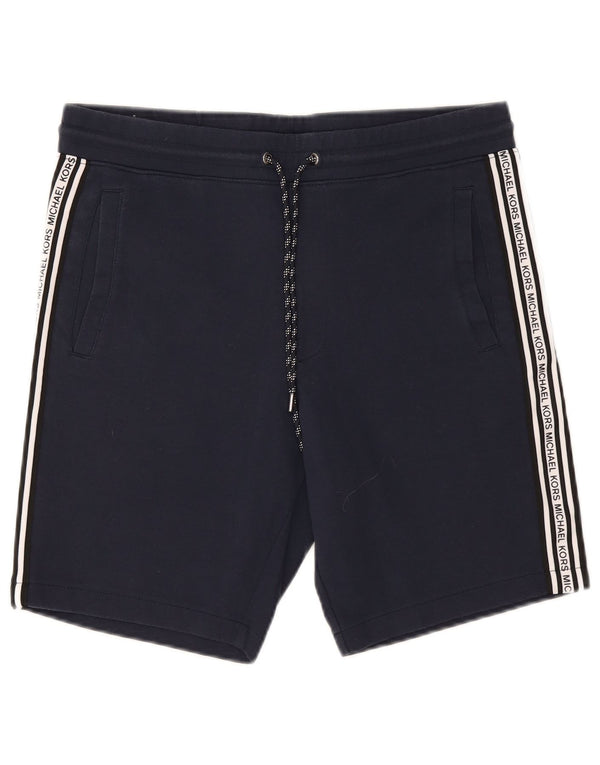 Michael Kors Mens Graphic Sport Shorts Medium Navy Blue Colourblock Cotton