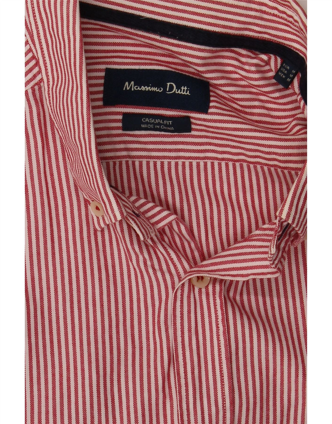 MASSIMO DUTTI Mens Casual Fit Shirt Medium Red Pinstripe Cotton Vintage Massimo Dutti and Second-Hand Massimo Dutti from Messina Hembry 