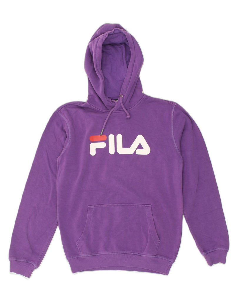 FILA Mens Graphic Hoodie Jumper XS Purple Cotton | Vintage Fila | Thrift | Second-Hand Fila | Used Clothing | Messina Hembry 