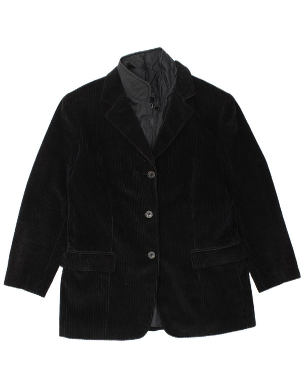 FAY Womens 3 Button Corduroy Blazer Jacket IT 46 Large Black