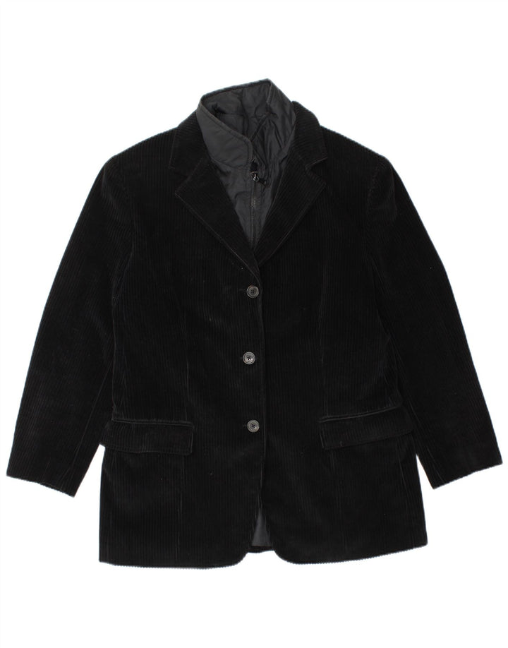 FAY Womens 3 Button Corduroy Blazer Jacket IT 46 Large Black