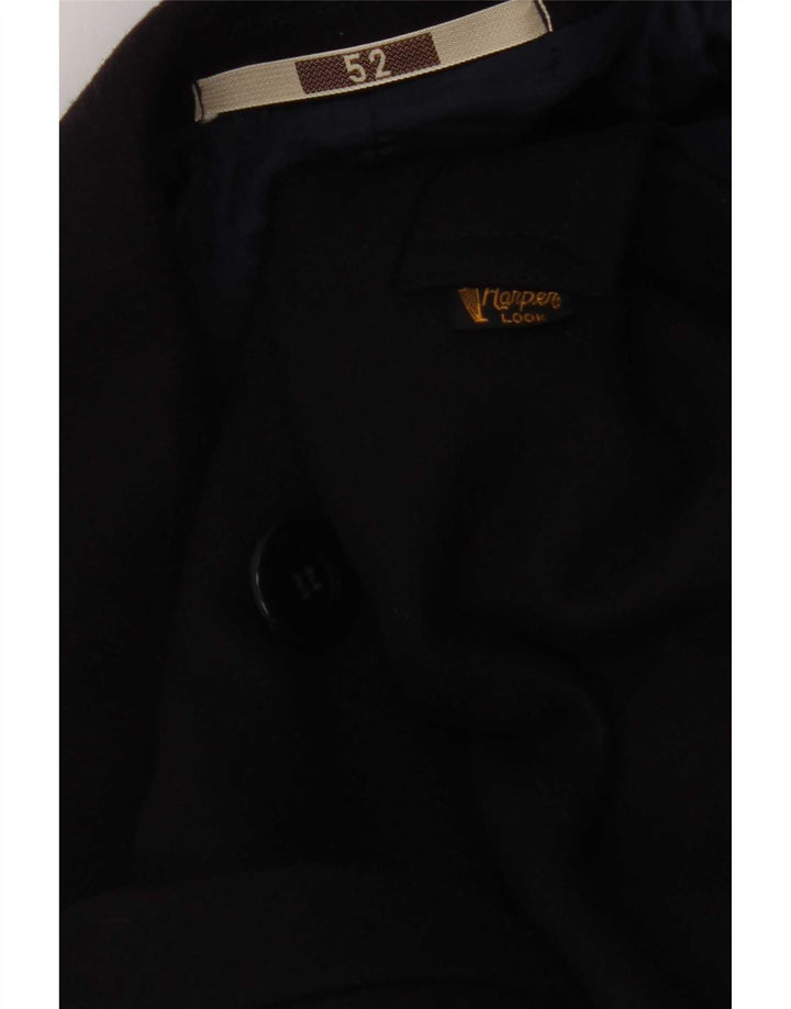 Vintage Mens Pea Coat IT 52 XL Navy Blue Viscose