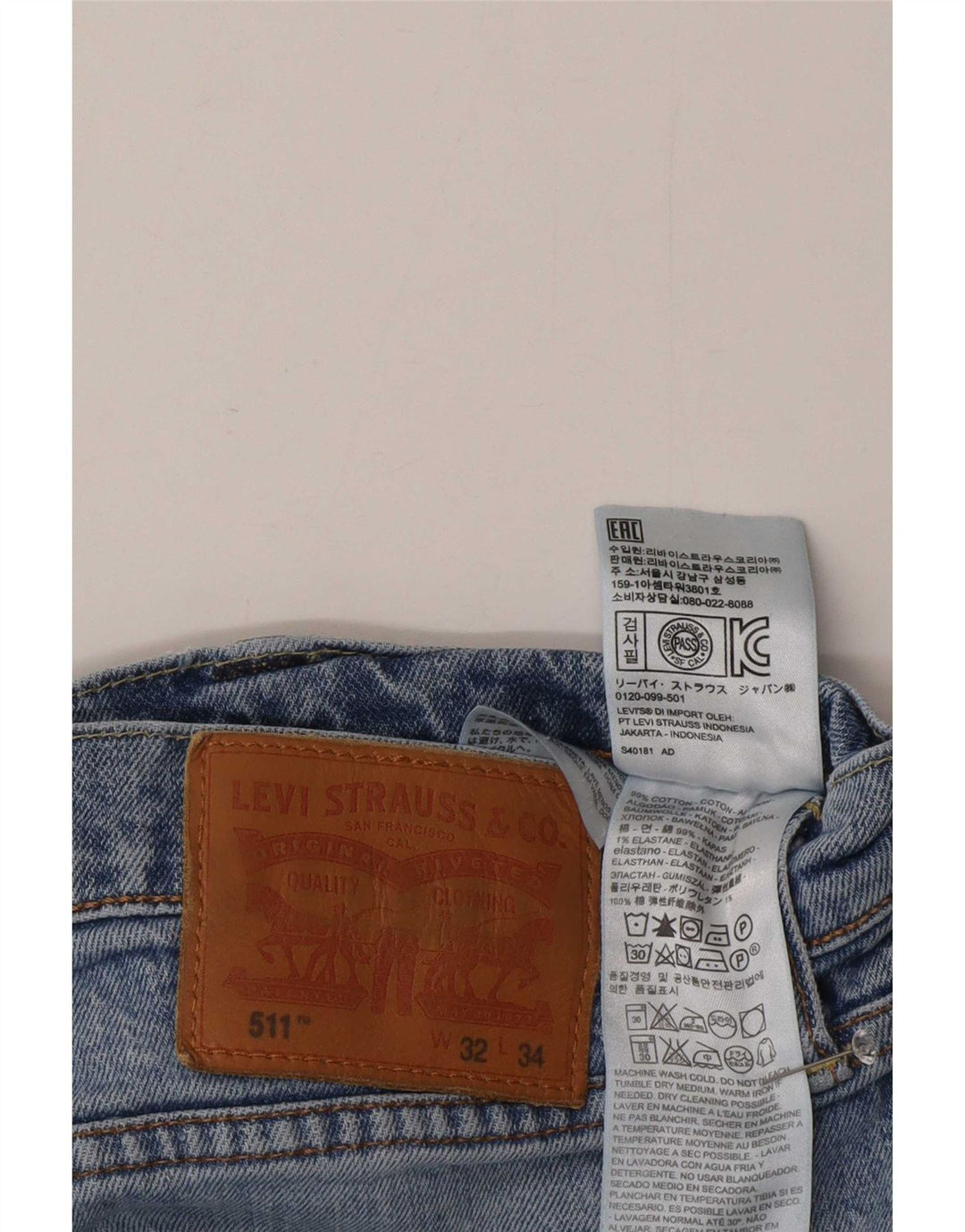 Levi's Mens 511 Slim Jeans W32 L28 Blue Cotton