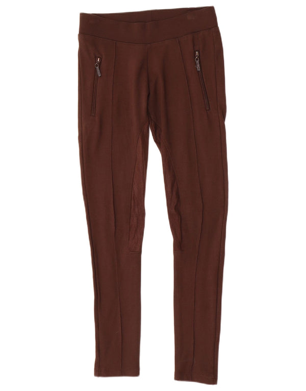 Zara Womens Skinny Riding Casual Trousers UK 6 XS Brown