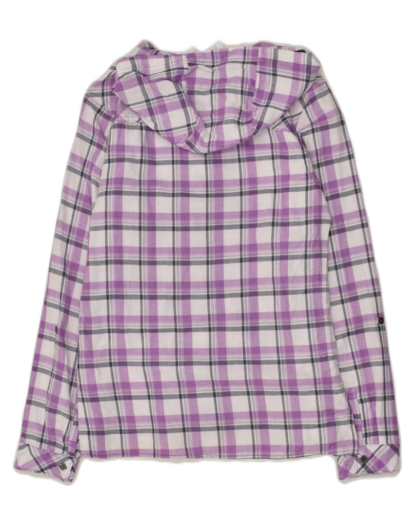 COLUMBIA Womens Hooded Shirt UK 10 Small Purple Check Cotton | Vintage Columbia | Thrift | Second-Hand Columbia | Used Clothing | Messina Hembry 