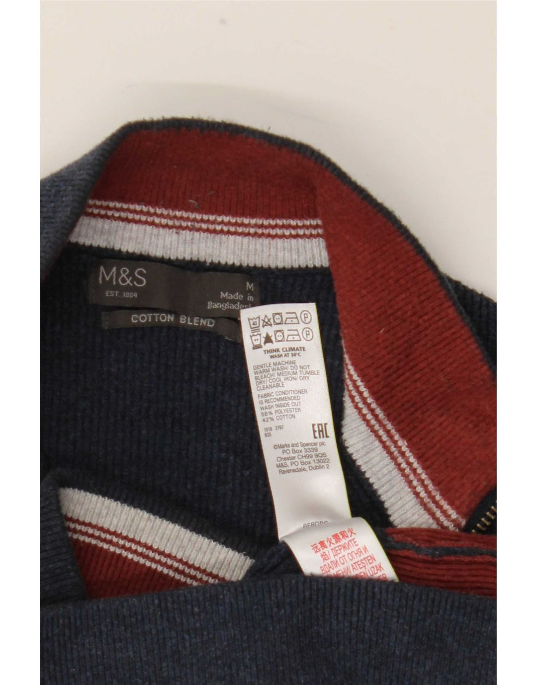 Marks & Spencer Mens Cardigan Sweater Medium Navy Blue Polyester