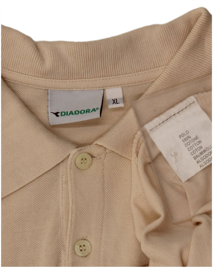 DIADORA Mens Polo Shirt XL Beige Cotton