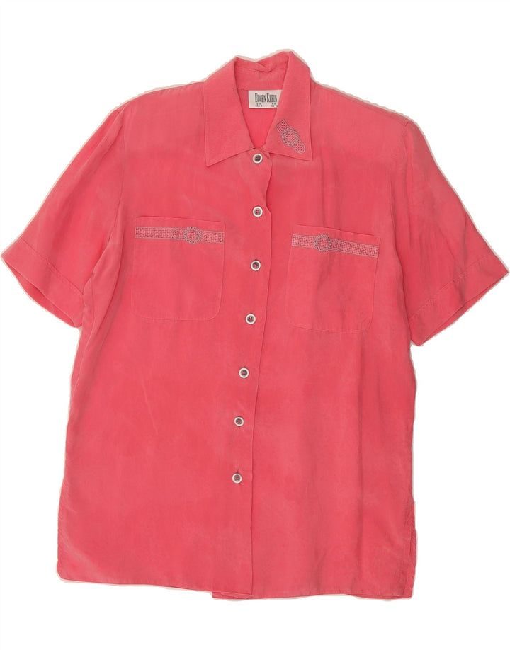 EUGEN KLEIN Womens Oversized Short Sleeve Shirt Blouse UK 10 Small Pink Vintage Eugen Klein and Second-Hand Eugen Klein from Messina Hembry 