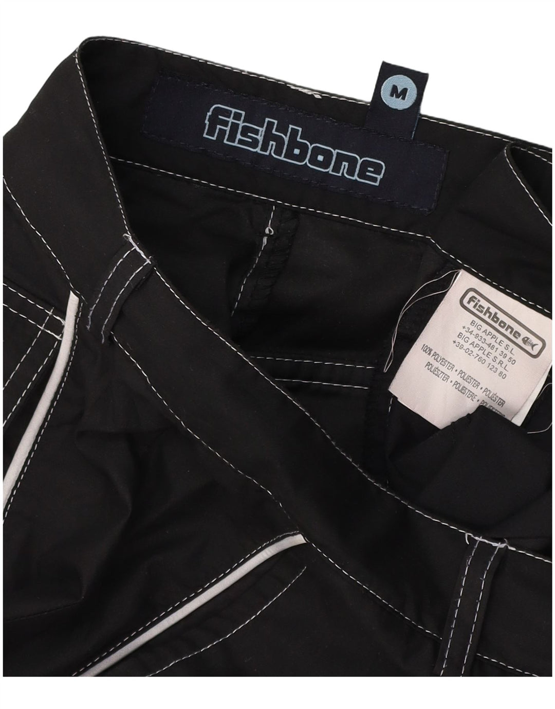 FISHBONE Mens Bermuda Shorts Medium W30 Black Polyester
