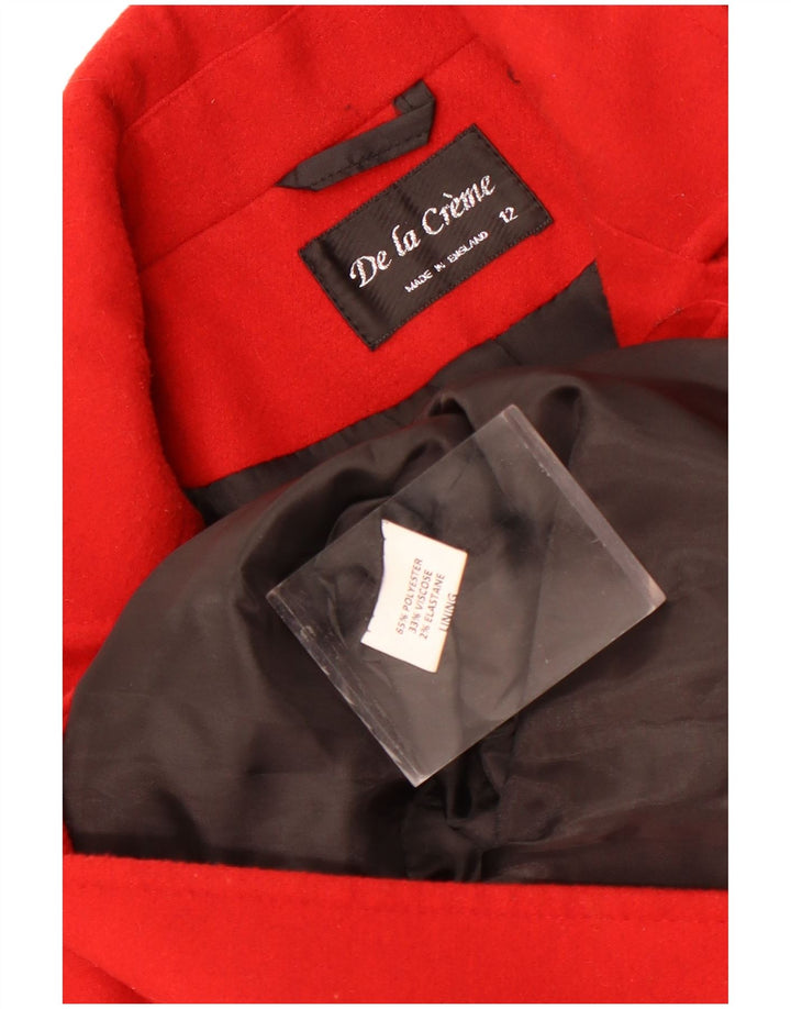 De la Creme Womens Overcoat UK 12 Medium Red Polyester