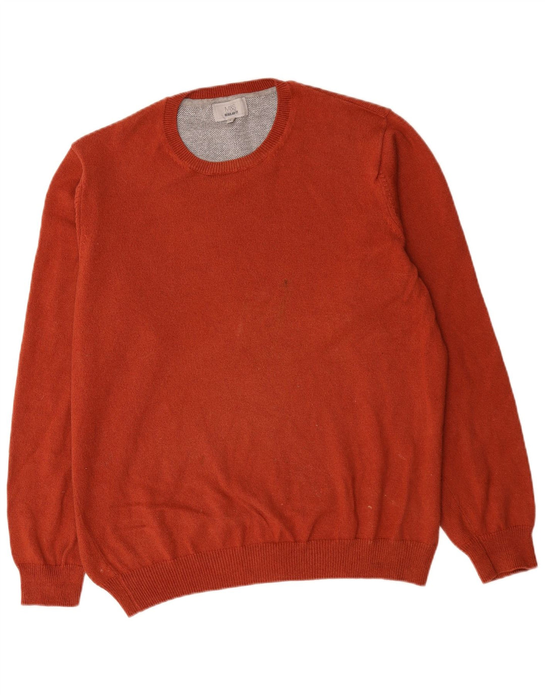 Marks & Spencer Mens Regular Fit Crew Neck Jumper Sweater Large Red Cotton